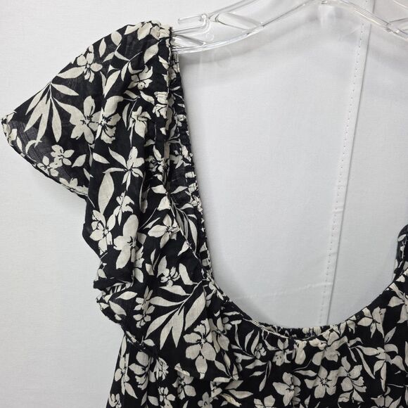 Old Navy Cami Mini Dress Black White Floral Sleeveless Lined Summer Casual Large - Picture 5 of 9
